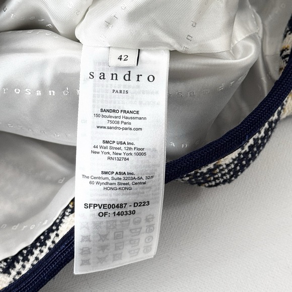 Sandro Paris Cropped Blazer Jacket In Checked Tweed FR 42/ US 10 Textured Plaid - Picture 9 of 15